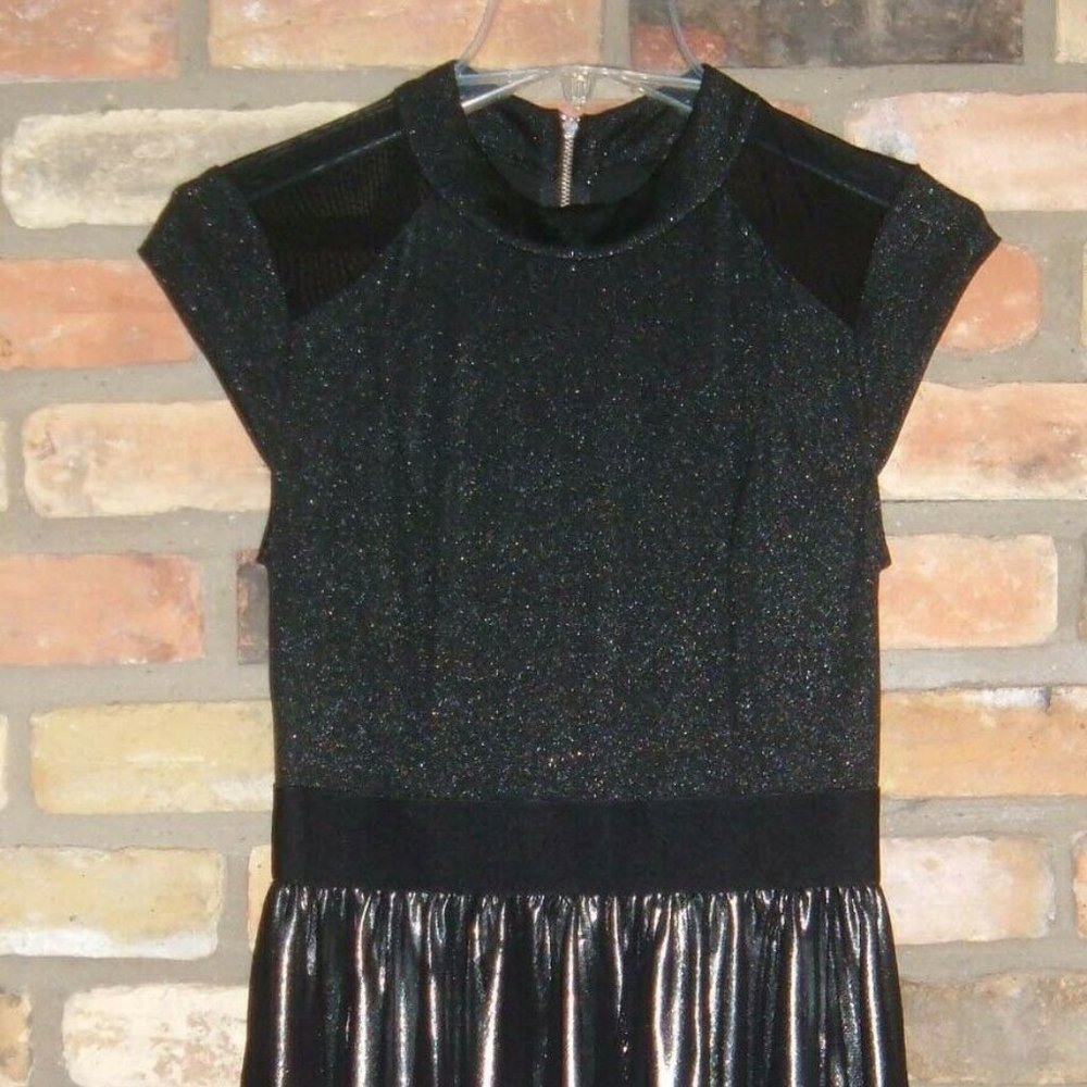 ABS Allen Schwartz black silver party dress small